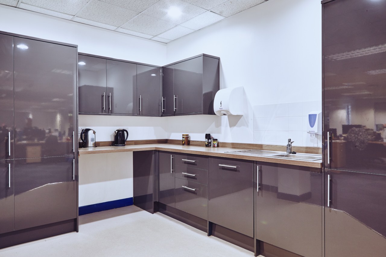 Open planned fitted office kitchen