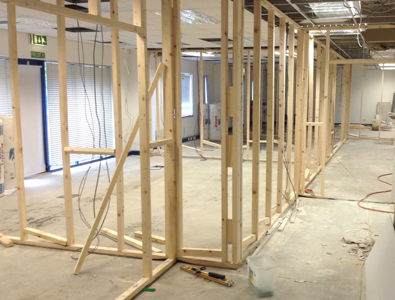 original build photo office construction partitioning